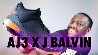 Air Jordan 3 x J Balvin Rio Black Solar On Foot Sneaker Review QuickSchopes 683 Schopes FN0344 001