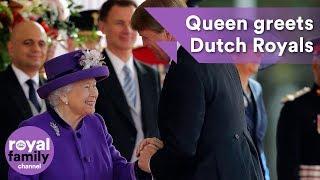 The Queen greets King Willem-Alexander and Queen Maxima of the Netherlands