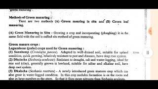 Green Manuring/Green Leaf Manuring | Procedure| Advantages & Disadvantages | SSAC| Hindi Explanation