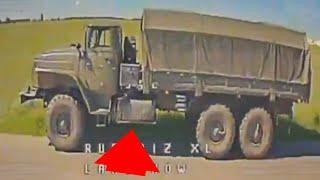 Drone Strike Fuel Tank On Ural Supply Truck