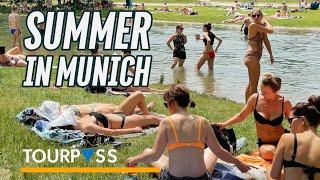 Swimming / Sunbathing in English Garden Munich/Englischer Garten Walking Tour (4K ASMR Travel Video)