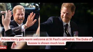Prince Harry gets warm welcome at St Paul's cathedral. The Duke of Sussex is shown much love.