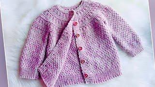 Elena Cardigan, Knit Jacket | Easy Moss Stitch | Toddler Sweater Pattern | Step by Step Tutorial