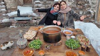 Cold Winter Day in a Cave and Cooking Village Style Food | Village life of Iran