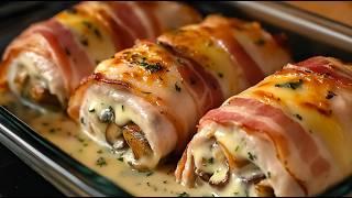 This recipe will drive you crazy! Crispy chicken rolls in bacon!