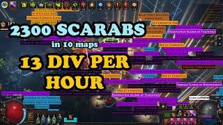 2300 Scarabs in 10 maps - 13 divs/hour - Strongbox Monstrous Treasure Strategy (Path of Exile 3.24)