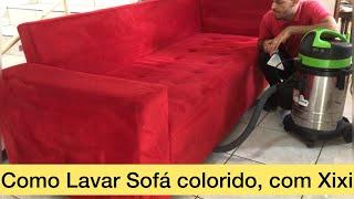 Como Lavar sofá colorido, Com xixi passo a passo! #limpeza