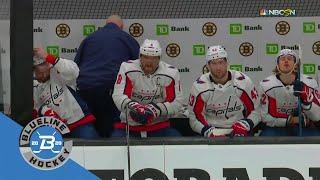 Alex Ovechkin breaks his stick and curses at Ilya Samsonov for a blunder which lead to a goal.