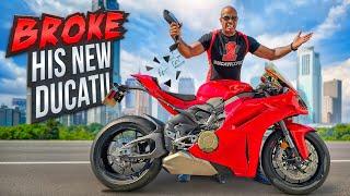 I BROKE HIS BRAND NEW 2025 DUCATI PANIGALE V4!