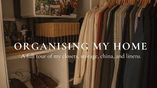 ORGANISING MY HOME: A full tour of my closets, storage, china, linens, kitchen, and laundry room