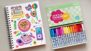  drawing nostalgic illustrations 🫧 trying out arrtx 36 acrylic markers 