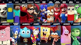 Sonic vs Mario vs Tails vs Knuckles vs Yoshi | Steve vs Noob vs Shadow in Super Smash Bros Ultimate