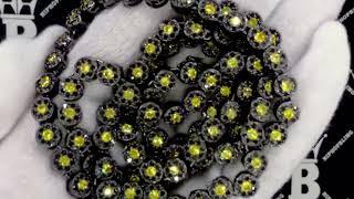 CZ Cluster Bling Bling Chain Black and Yellow | Iced Out Jewelry