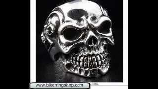 silver skull rings biker jewelry custom harley davidson motorcycle