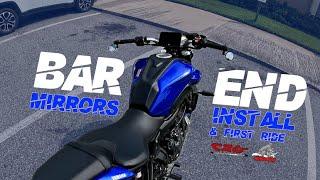 2024 Yamaha MT-07 Bar End Mirror Install & Ride | CRG & Rhino Moto