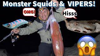 Spring Squid Fishing: Rock Eging and introducing Super Cast Egi, while I almost step on a viper