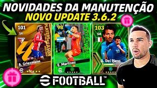 NOVIDADES DA MANUTENÇÃO! NOVO UPDATE 3.6.2, NOVO JOGO DIÁRIO, NOVOS ÉPICOS GRÁTIS NO EFOOTBALL 2024?