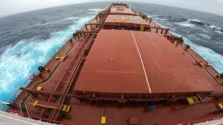 【4K HDR】80.459 DWT Bulk Carrier Vessel In The Middle Of Nowhere - Ocean Waves From Crew Cabin