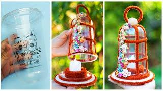 diy how to make a lamp from plastic glass