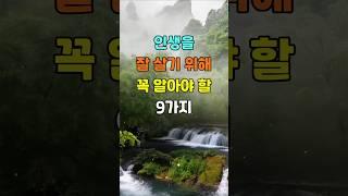 인생을 잘 살기 위해 꼭 알아야 할 9가지  #명언 #좋은글 #지혜