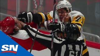 Evgeni Malkin And Brenden Dillon Keep Fighting As Referee Tries To Separate Them