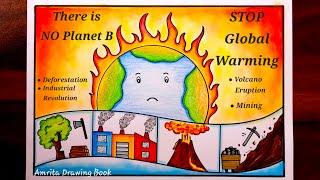 Global Warming Drawing | Stop Global Warming poster / Drawing | Save Environment | Climate Change