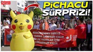CHP'li gençlerin yürüyüşünde pikachu sürprizi!