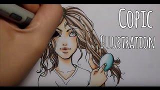 Copic Marker Speedpaint - Hair Brush Illustration