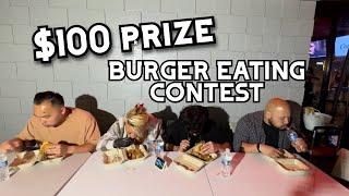 $100 PRIZE BURGER EATING CONTEST