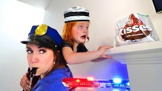 COPS vs ROBBERS - Prison Escape from Barbie Jail - will Adley get caught by Police Girl?? (new game)