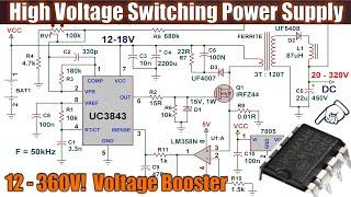 UC3843 High Voltage DC Flyback Power Supply (SMPS) 12V to 320V Switching Mode Power Supply