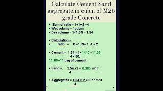 #shots# calculate M25 grade cement, sand, aggregate