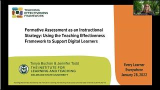 Formative Assessment as an Instructional Strategy: Using the Teaching Effectiveness Framework