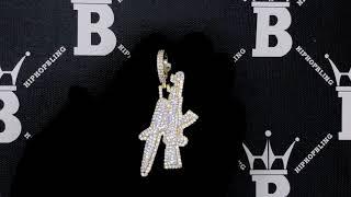 Gold AK Gun Letters CZ Hip Hop Bling Bling Pendant | Iced Out Jewelry