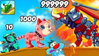 Oggy Upgrading Noob Tank To Dragon Immortal Tank In Hill Of Steel Game | Noob Pro Hacker