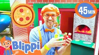 Learn to Make Pizza with Blippi at Billy Beez Indoor Playground! Educational Videos for Toddlers