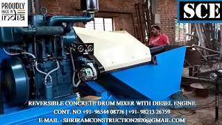 DIESEL REVERSIBLE CONCRETE DRUM MIXER | MINI CONCRETE BATCHING PLANT RM800 RM1050 RM1400 SHRIRAM