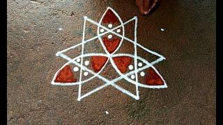 Aadi pandigai star kolam|easy muggulu|simple rangoli|Beautiful rangoli