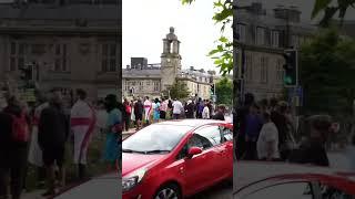 Police Horses Charge At Protesters in Sunderland