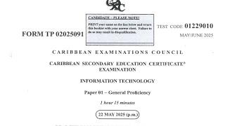 IT 2025 May/June Paper 1 Answers | CSEC