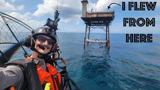Flying Paramotor from Frying Pan Tower across 32.5 Miles of Ocean! Making History!