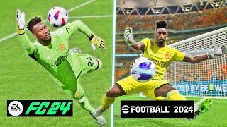EA SPORTS FC 24 vs eFootball 2024 - Goalkeeper Saves Animation | Fujimarupes
