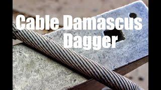 FORGING Damascus From STEEL CABLE: Primitive Dagger, Boot/Neck Knife, Bladesmithing And Knifemaking