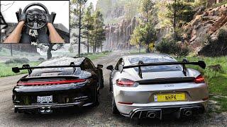 Porsche 911 GT3 & Porsche 718 Cayman GT4 RS CONVOY | Forza Horizon 5 | Steering Wheel Gameplay