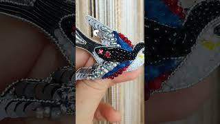 Брошь Ласточка из бисера/Embroidered martin brooch