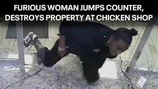 Woman enraged on rampage in Philly chicken shop