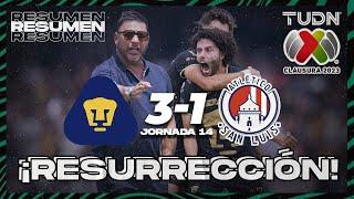 Resumen y goles | Pumas 3-1 Atl San Luis | CL2023 Liga Mx - J14 | TUDN