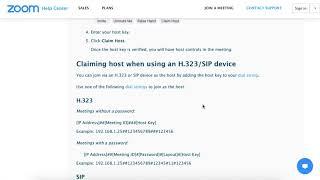 How to CLAIM A ZOOM HOST via H.323/SIP device?