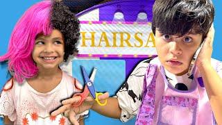 Kai and Clara Pretend Play Hair Salon and Ice Cream Shop | Funny Stories For Kids