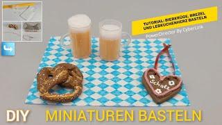 Tutorial: Oktoberfest: Mini-Bierkrüge, Brezel basteln / DIY: craft miniature beer mugs, pretzel